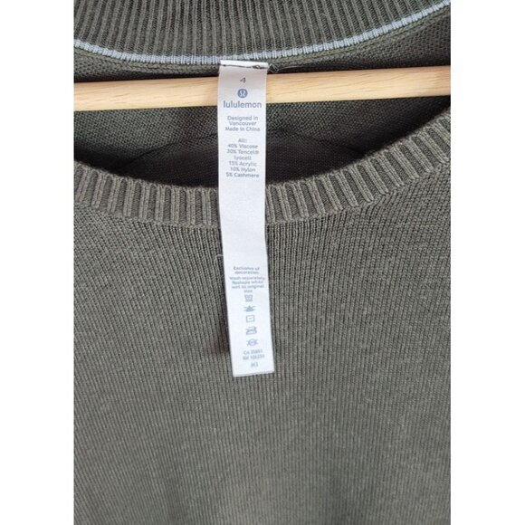 Lululemon Sunshine Coast Sweater Green SZ 4 Long Sleeve Thumbhole Cashmere Blend - Picture 8 of 9
